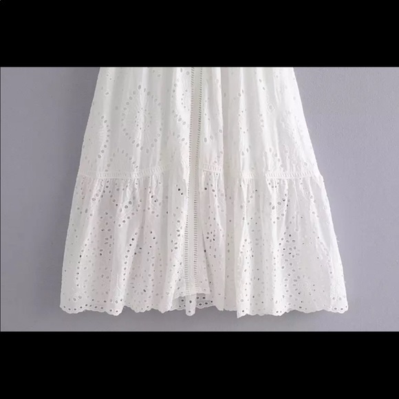 Eyelet boho crochet dress white midi boho gypsy - Picture 5 of 6